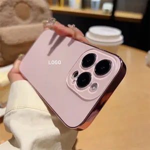 Summer Phone Case 17 Promax Titanium Pink Protection for 17 16 15 14 13 Pro Max Glass Transparent Clear Camera Protectors Durable Casing Anti-Fall Electroplated Original Color