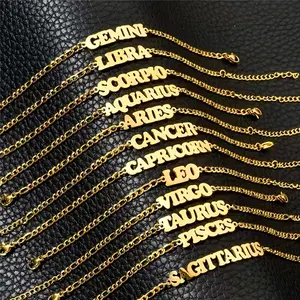 12 Constellation Letter Foot Chain, Fashionable and Elegant Stainless Steel Women's Foot Chain, Suitable for Daily Life, Pool Parties, Seaside Beach Trendy Jewellery Accessories
