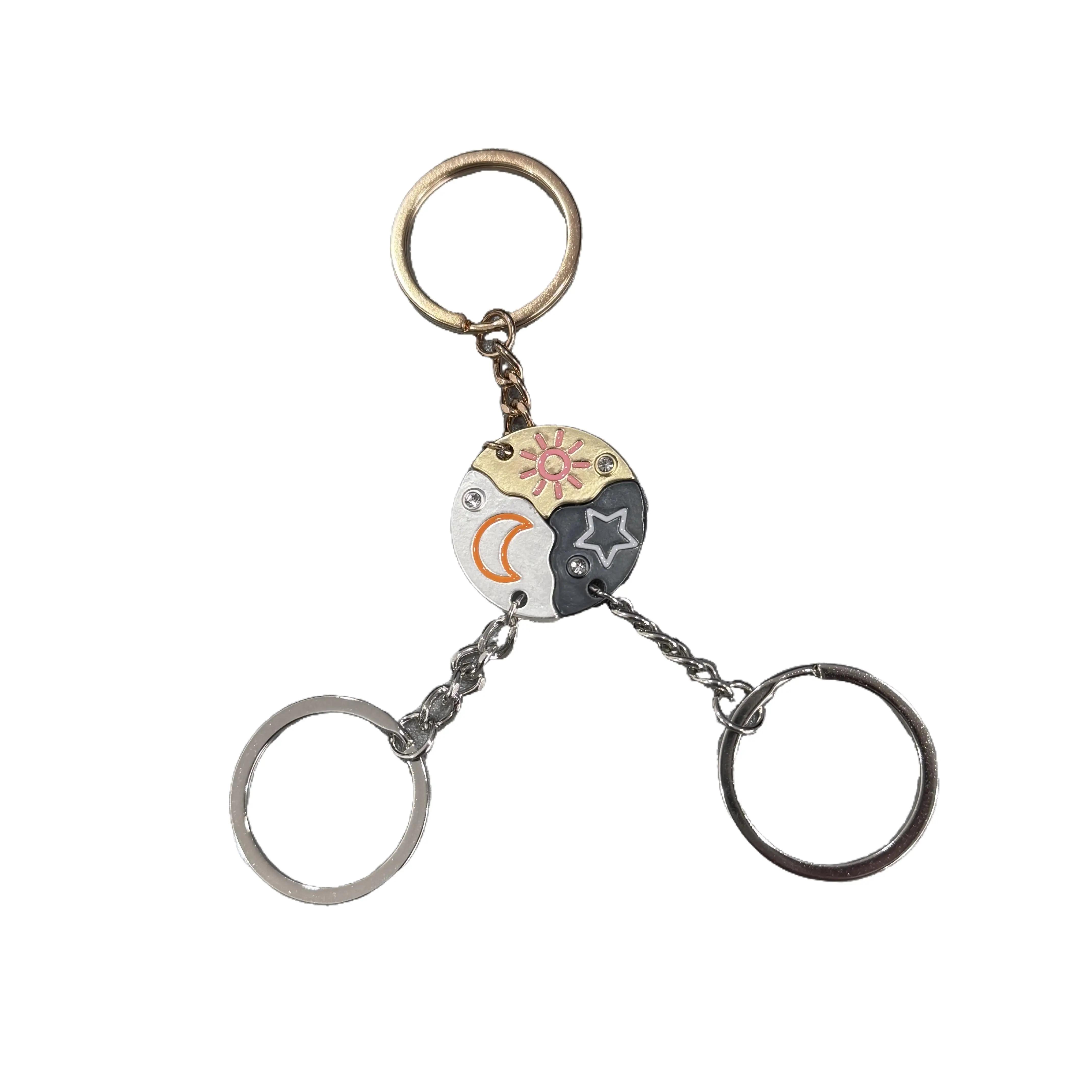 Summervibes Set of 3 Round Rhinestone Star Moon Sun Friendship Bracelet/Necklace/Keychain BFF Best Friends Forever Fantasy Cute Pendantfor Unbreakable Friendship Summervibes Set of 3 Round Rhinestone Star Moon Sun Friendship Bracelet/Necklace/Keychain BFF Best Friends Forever Fantasy Cute Pendantfor Unbreakable Friendship