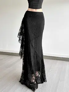 Elegant Women's Asymmetrical Hem Slimming Maxi Cocktail Skirt, Sexy Tight-Fit Long Dress for All Seasons, Perfect for Parties and Special Occasions