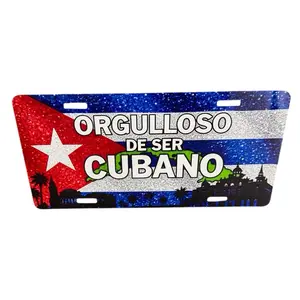 Customizable Cuba-Themed Patriotic Car Number Plate, Universal Automotive Exterior Accessory for Chocolate Snack Brand Promotion
