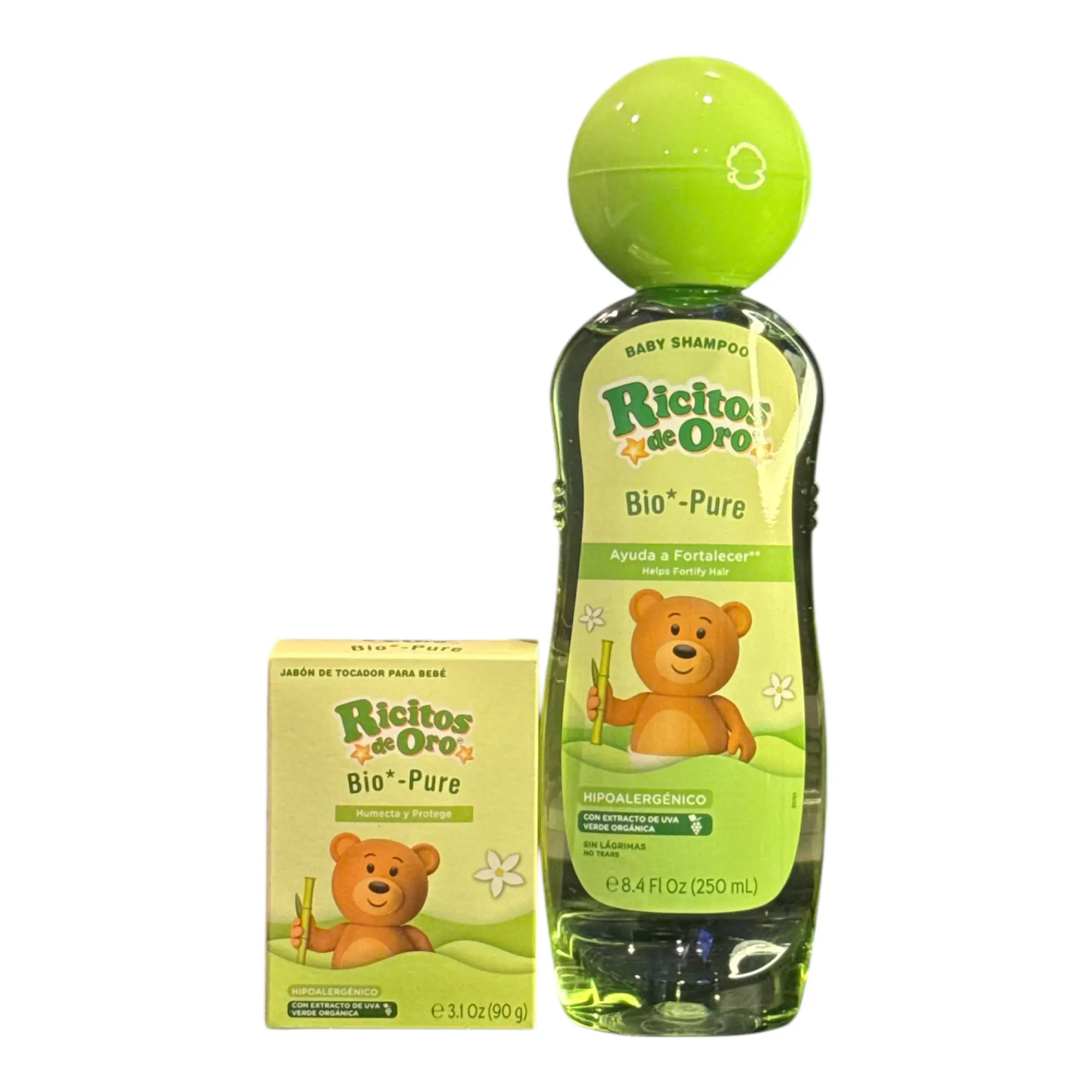 Ricitos de Oro Bio-Pure Baby Shampoo and soap( COMBO) - Fortifies Hair, Adds Shine & Softness, Tear-Free Formula, Includes Rattle Cup, Gentle Daily Use, Ideal for Baby Hair Care, 250 ml