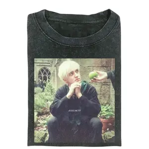 Draco Malfoy Aesthetic Shirt, Slytherin Student Graphic Tee, Wizard School Scene T-Shirt, Dark Academia Retro Shirt, Gift for Men, Gift for Women, Crew Neck T-shirt, Trending T-shirt