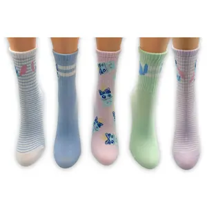 Disney Ladies' Set of 5 Lilo & Stitch Quarter Crew Socks