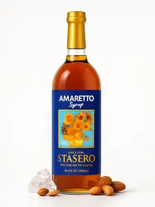 Stasero Amaretto Syrup 25.4 fl oz Bottle - Pure Fresh Concentrate with Peach Hint for Coffee Espresso Teas Italian Sodas Lemonades Shakes Frappes Desserts and More Beverage
