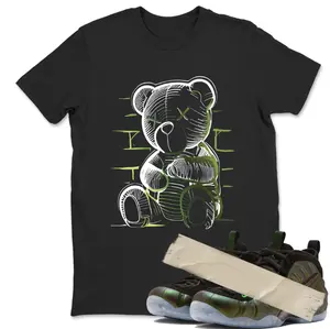 Neon Bear Sneaker Tees - Foamposite One Pine Green, Streetwear Fashion, Hiphop Outfit