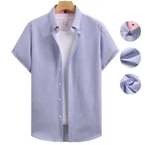 Men's Casual Plaid Turn-Down Collar Buttoned Short Sleeve Shirt for Summer Wear Comfortable & Stylish