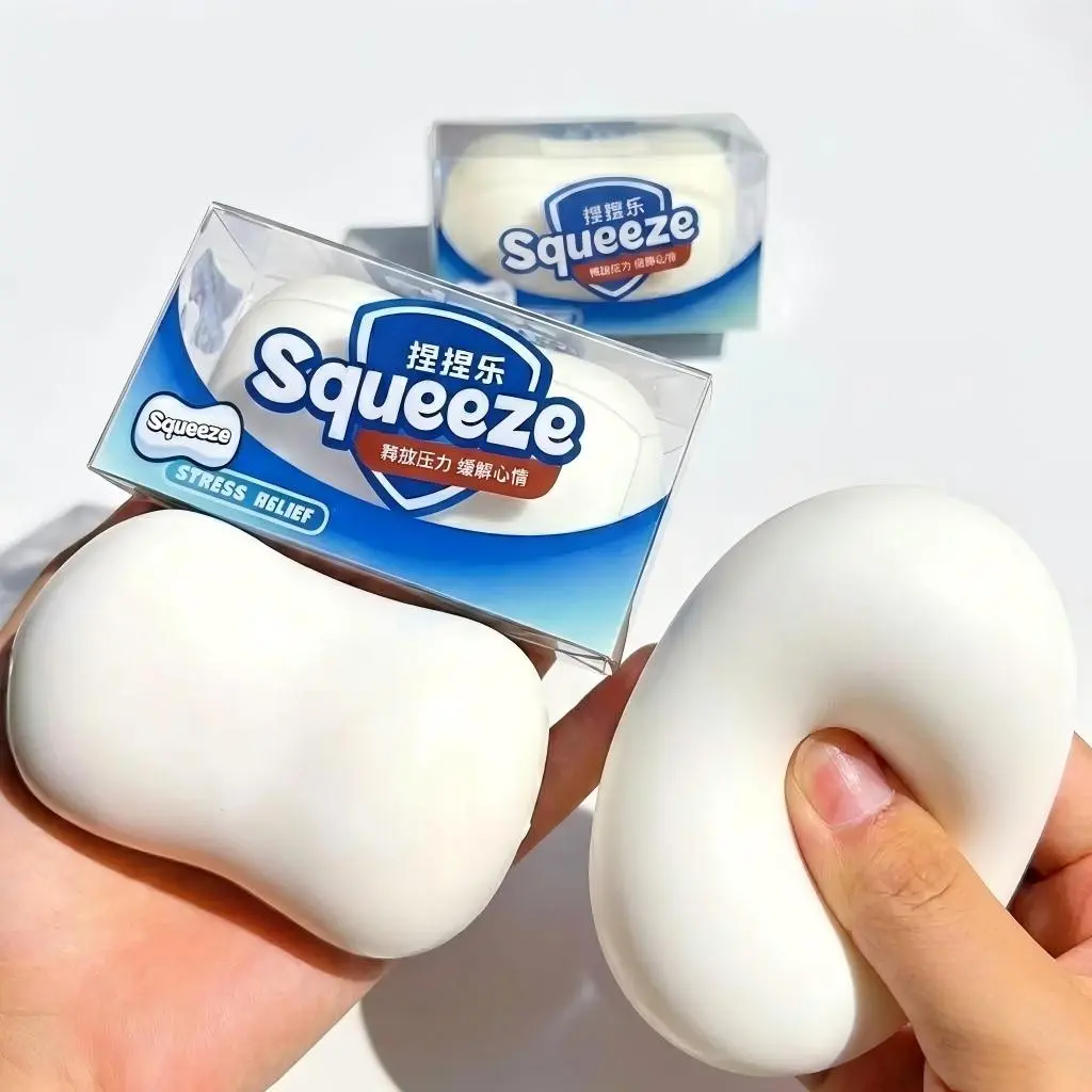 [US Stock] Crunchy Soap Squishy Stress Ball Squeeze Toy - Stress Relief Squishy, Discreet ASMR Sensory Relief, Block-Filled Anti-Anxiety Fidget for Adults - Portable Office Desk Accessory, Care Package Novelty Gift, Boost Focus & Concentration