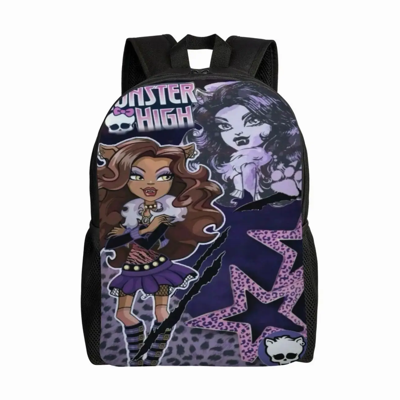 Spooky Doll Graphic 17" Laptop Backpack Shockproof Large Capacity School Bag for Girls Casual Travel Daypack Gift for Students