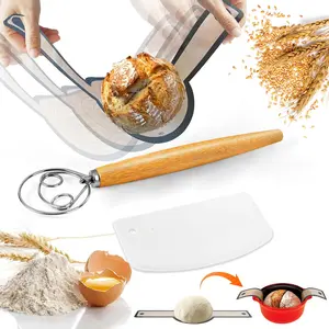 10-Piece Stainless Steel Mixer Set, Bread Baking Accessories, Includes Silicone Mat, Coil Mixer, Plastic Scraper, Dough Knife