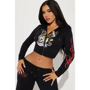 Ed Hardy NYC Zip Front Hoodie - Black Q
