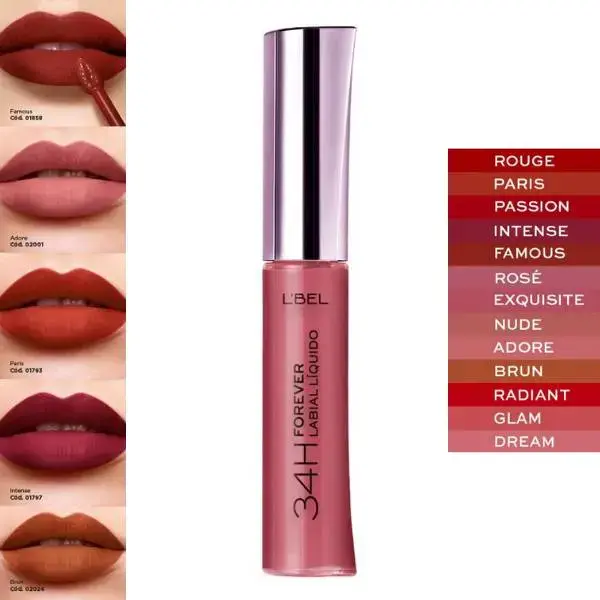 L'Bel Labial Liquido Mate 24H Forever Stay - Combo de 5 - Larga Duracion New whit Box - Long Lasting Matte Lip Color with Hydration & Comfort