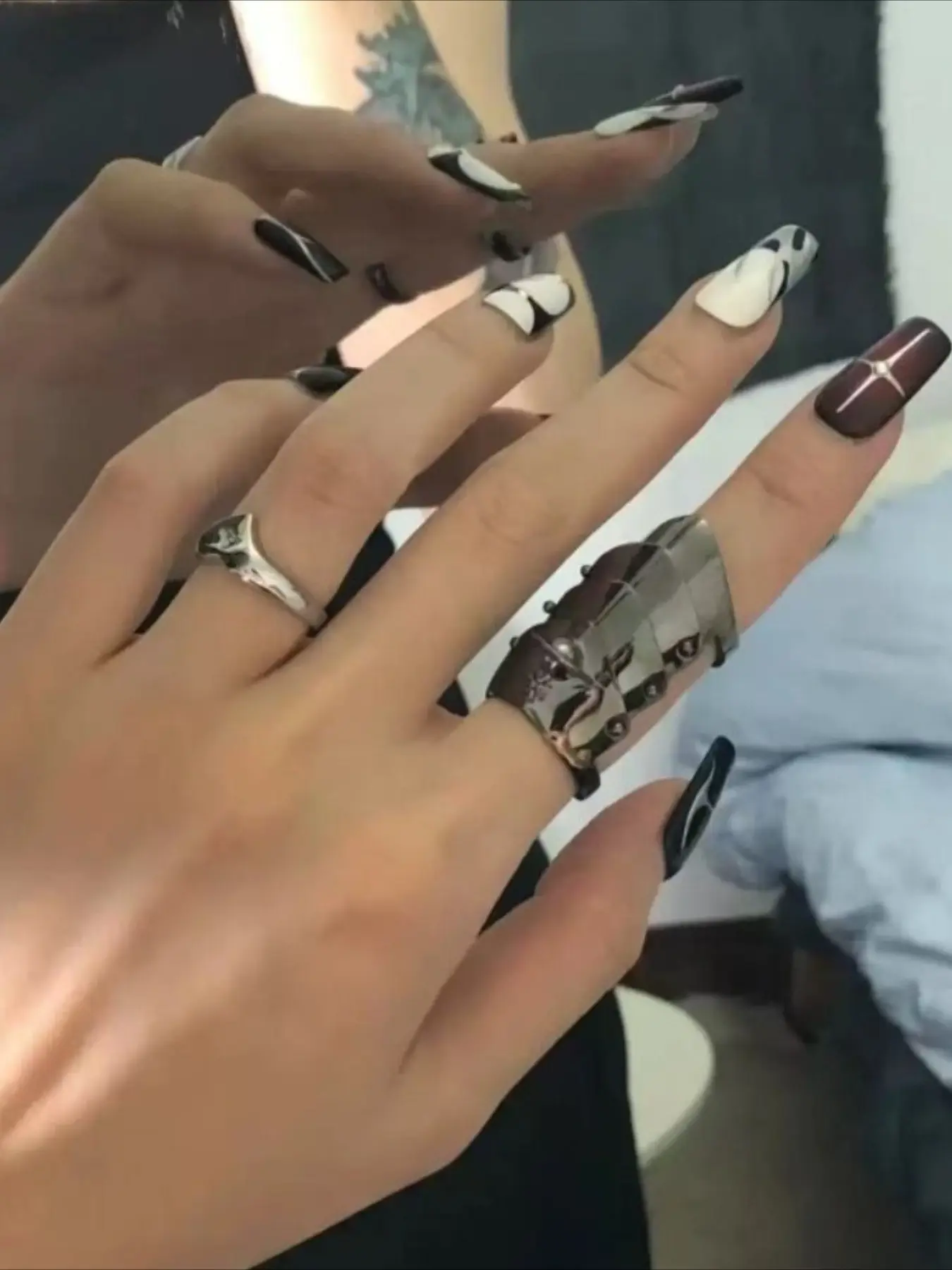Chic Hot Four-section Armor Punk Style Ring Men and Women for Party Ring Hip Hop Ring Party Shiny Edition Fashion Rings