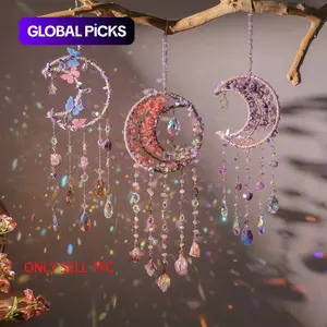Natural Crystal Design Sun Catcher Pendant, 1 Count Elegant Colorful Crystal Prism, Suitable for Garden, Terrace, Front Porch and Balcony Decoration, Hanging Ornaments, Hanging Outdoor Decor #GLOBAL PICKS