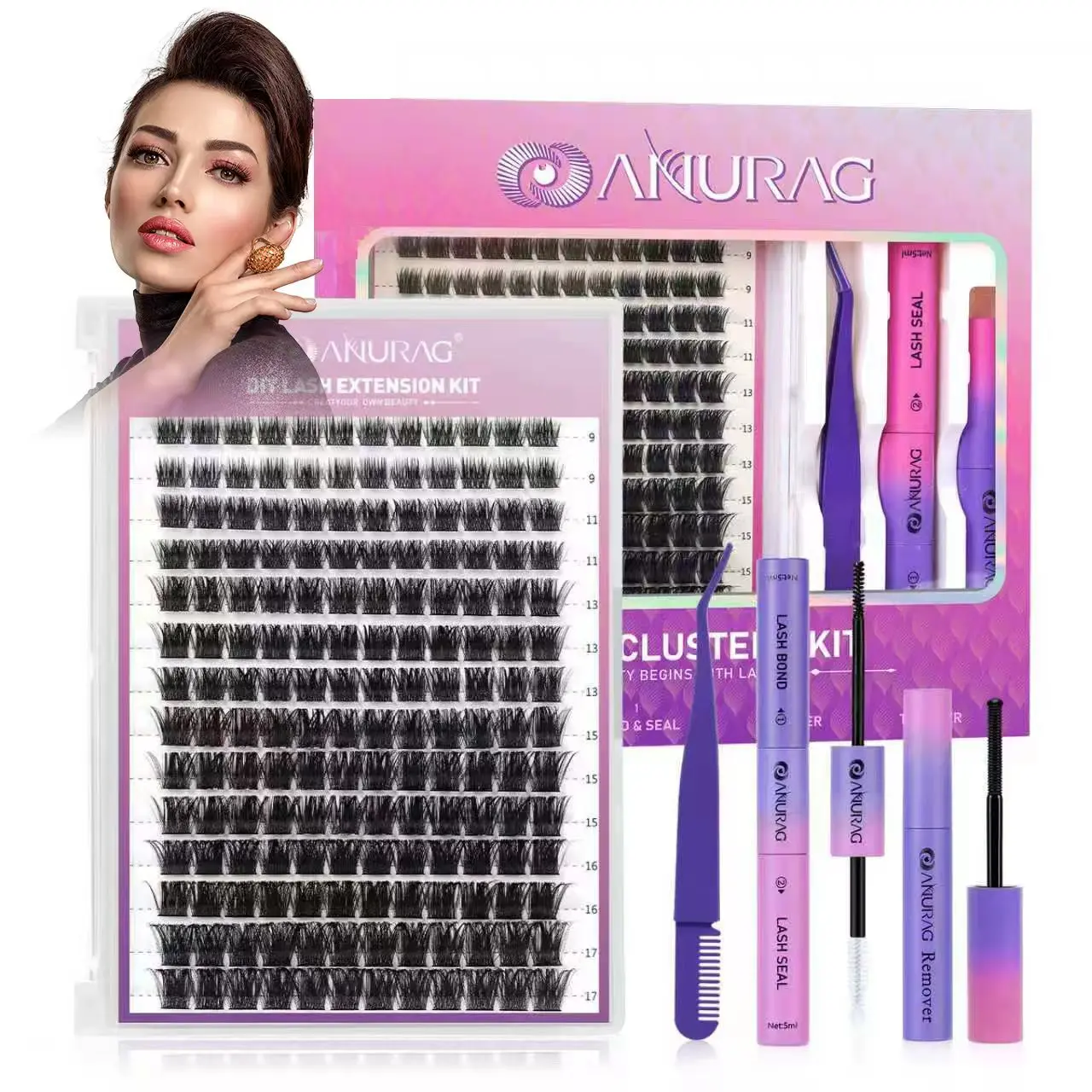 Eyelash Cluster Kit Natural Individual Eyelashes FlutteringEyelash Extensions 9-17mm DlY Eyelash Extension KitEyelash Bonding & Sealing Waterproof, Eyelash ApplicatorFalse Eyelash Kit，Christmas gifts, New Year gifts, ，#SummerWins #DealsForYouDays