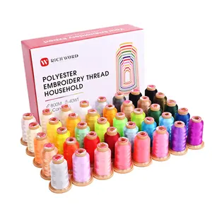 800m*40 rolls multicolor Richword 108D/2 40wt Polyester Embroidery Thread / Sewing Thread for household single needle embroidery machine