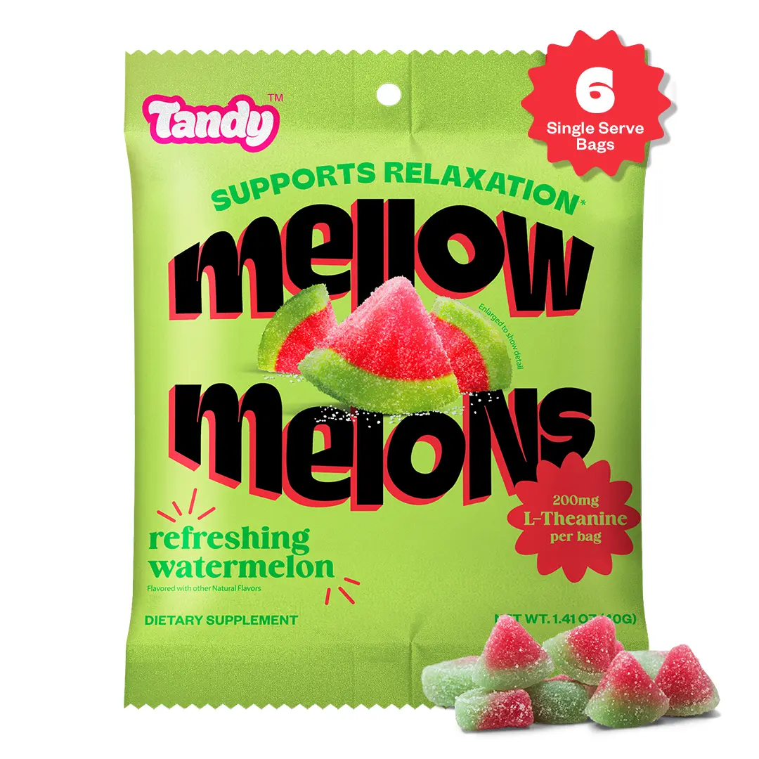 Tandy Mellow Melons L-Theanine Gummies I Relaxation Gummies with Refreshing Watermelon Flavor I Calming Gummies for Adults I Gluten-Free Fast-Acting Dietary Supple