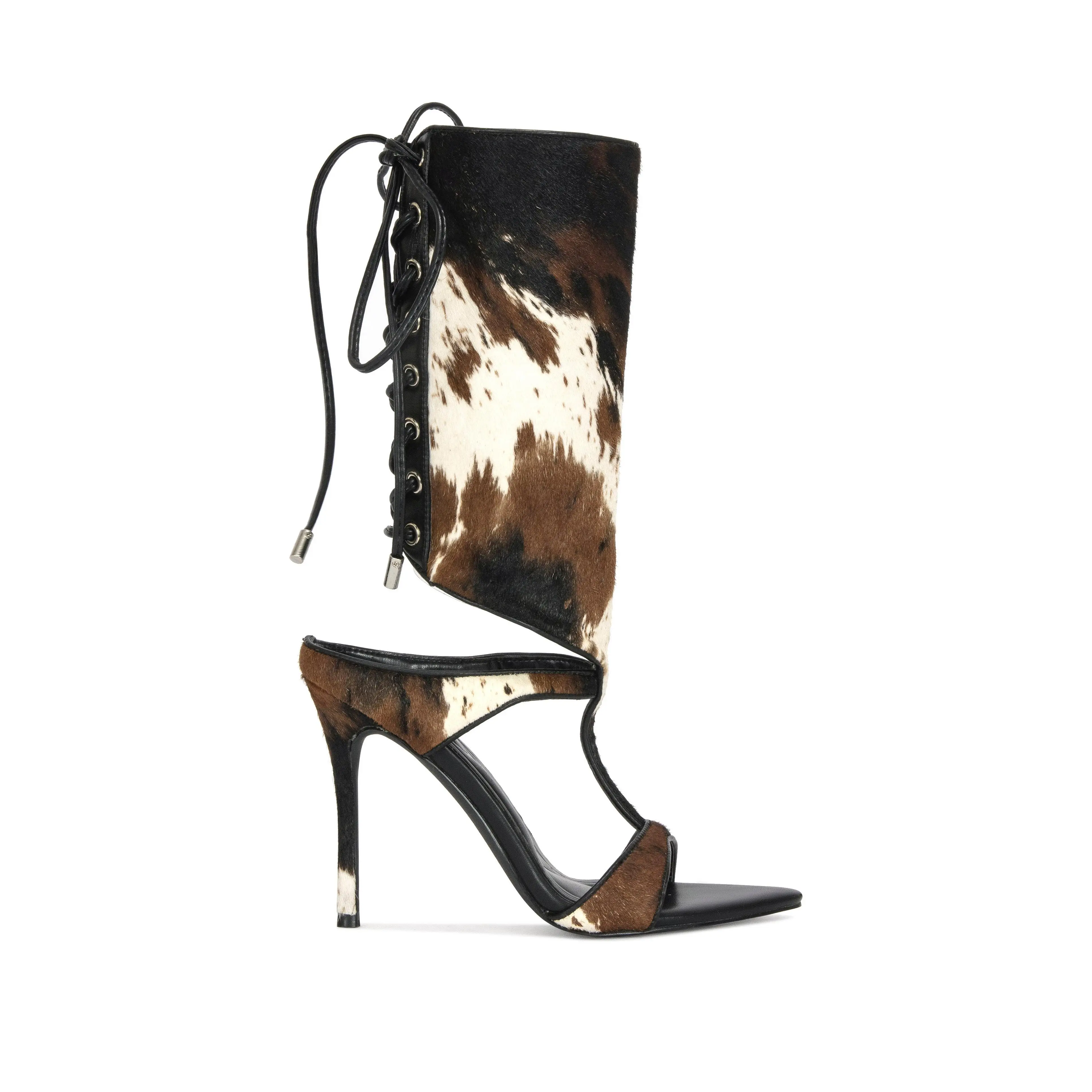 BOUDIER-COW CALF HAIR STILETTO SANDAL BOOTIE Platform Women