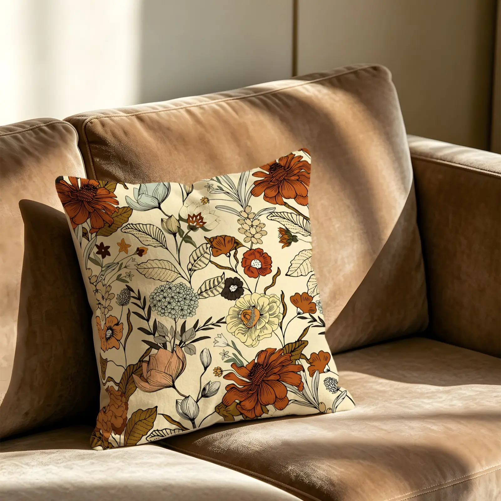 1Pcs, 45x45cm, Vintage Floral Print Pillow, Soft And Comfortable, Decorative Cushion For Sofa And Bed, Suitable For All People, Ideal Gift Choice