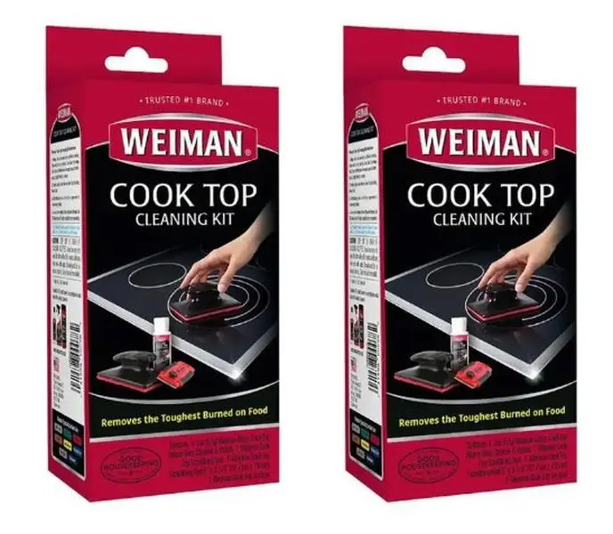 Weiman Household Cooksurface Clean Kit - 2-Pack 2oz Heavy-Duty All-Purpose Smooth Glass, Ceramic Cook Top Cleaning Solution in Paste Form, Two Packs