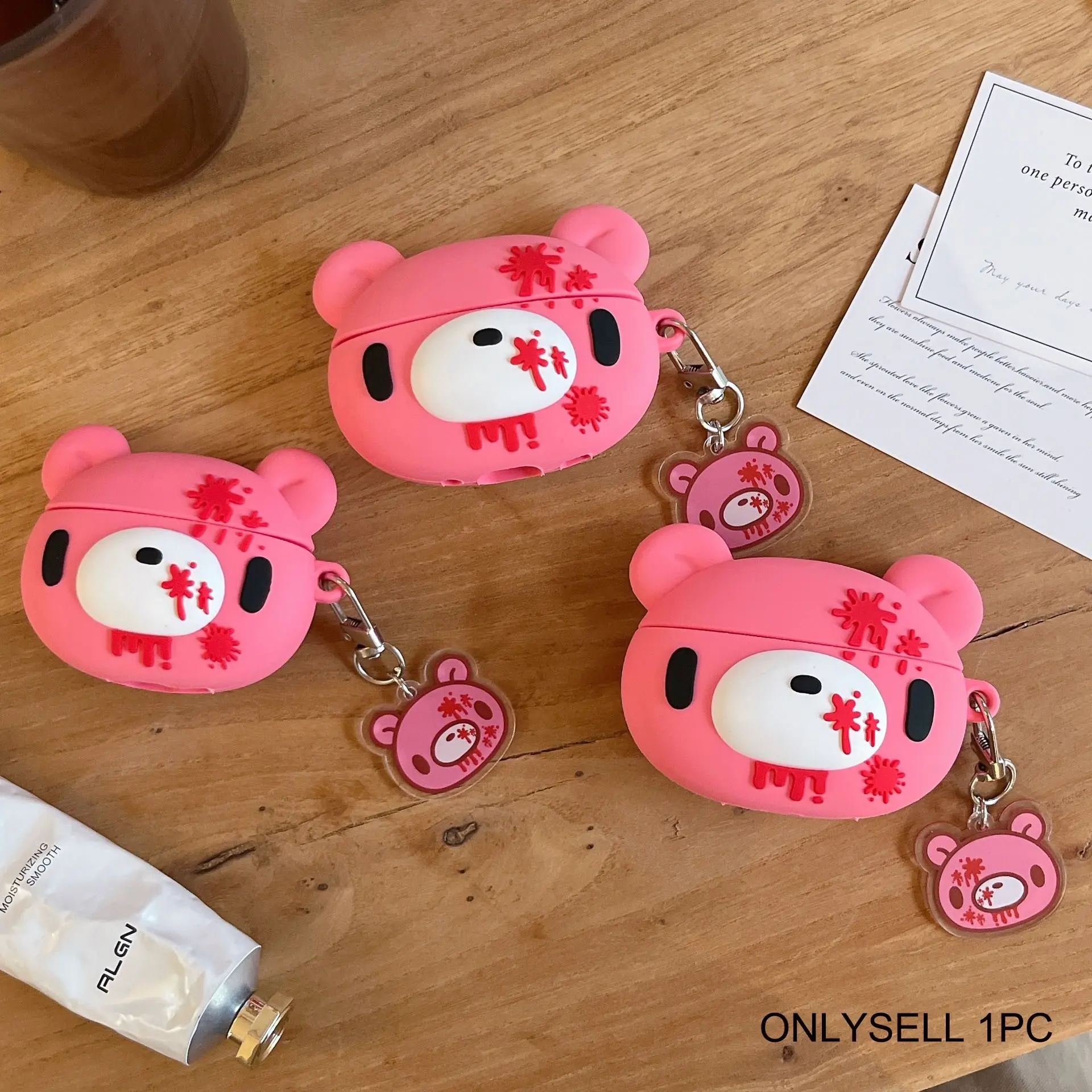 1 piece of Violent Bear earphone case, cute wireless Bluetooth earphone case, anti drop, durable and stylish accessory, suitable for AirPods pro3/4/pro/pro2, Earphone Protective Cover