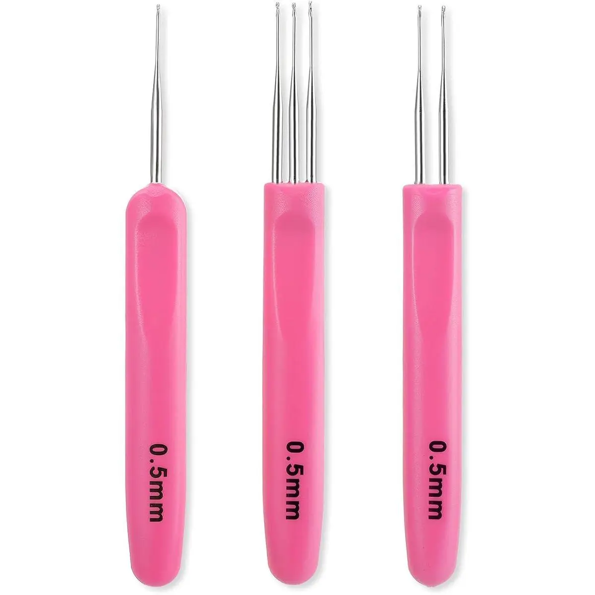 3Pcs Dreadlock Crochet Hooks, Dreadlock Needle Tool for Craft, Crochet Hook for Hair Braid Tool with Ergonomic Handle 0.5mm 1&2&3 Hook