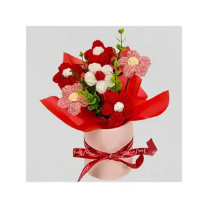 Handmade Crochet Flowers Bouquet, Completed Knitted Bouquet - 1 Set Authentic Knitted Daisy - For Mothers Day, Birthday, Wedding, Thanksgiving & Home Decor