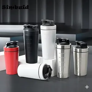 500ML/750ML Stainless Steel Protein Powder Shaker Bottle with Steel Ball and Scale Leak Proof Gym Fitness Sport Whey Shakes Cup