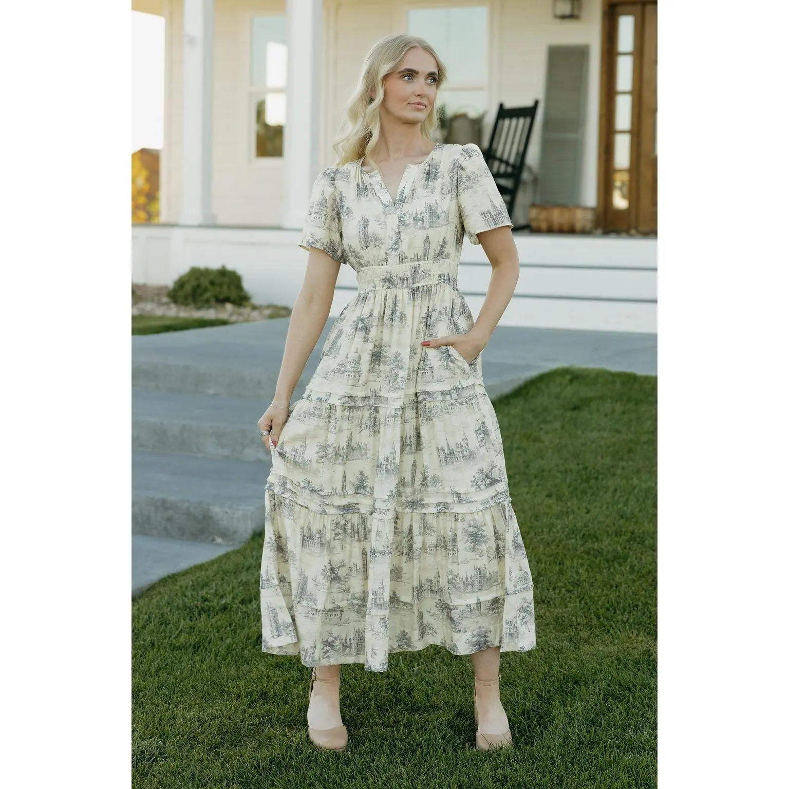 Caribbean Dress-Cream Multi