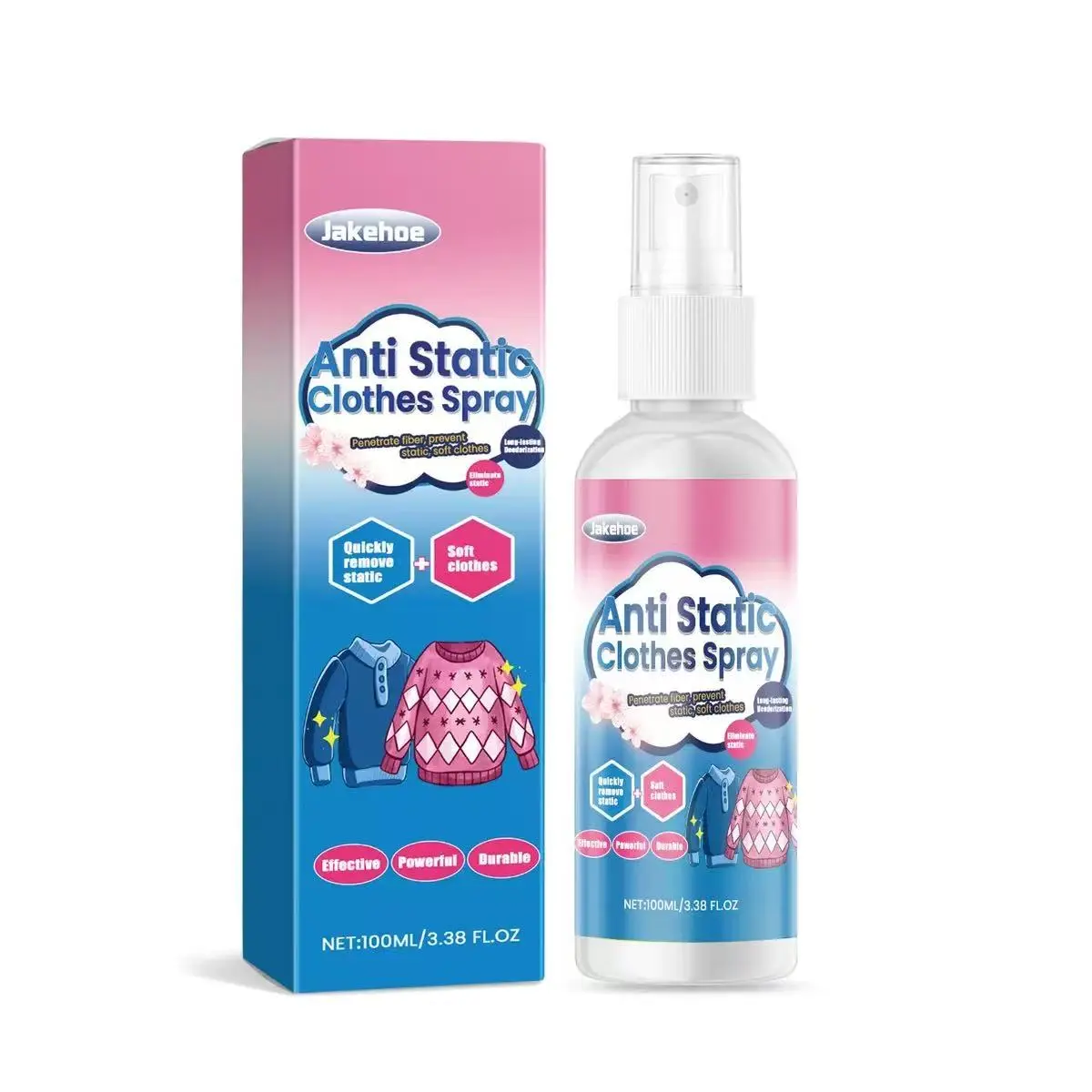 Jakehoe Anti-Static Fabric Spray, Wrinkle Remover & Softener, Smooth Finish, Non-Sensitive Formula, Ideal for Clothes Care