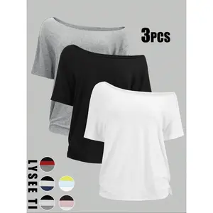 Women's Solid Color Tee, Casual Basic Short Sleeve T-shirt for Daily Wear, Ladies Clothes for All Seasons, Womenswear