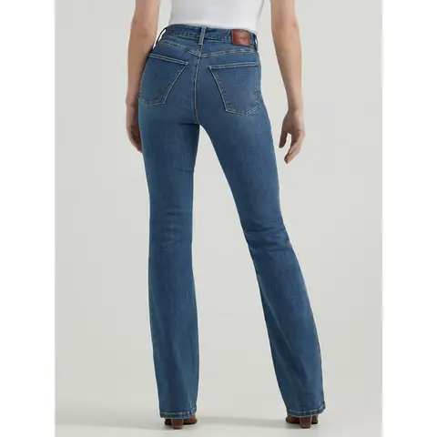 Wrangler Women's Bespoke High-Rise Bootcut Denim Jeans - Regular Fit, Extra Stretch Cotton-Polyester Stonewashed, Zip & Button-Fly Closure, Leg Elongating & Shaping, Western Clothing for Women's Clothes