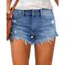 luvamia Women's High-Waisted Denim Shorts - Frayed Raw Hem, Ripped, Cowgirl Style - Breathable Fabric Bottoms for Casual Summer, Beach Outfits (Pair with Tops)