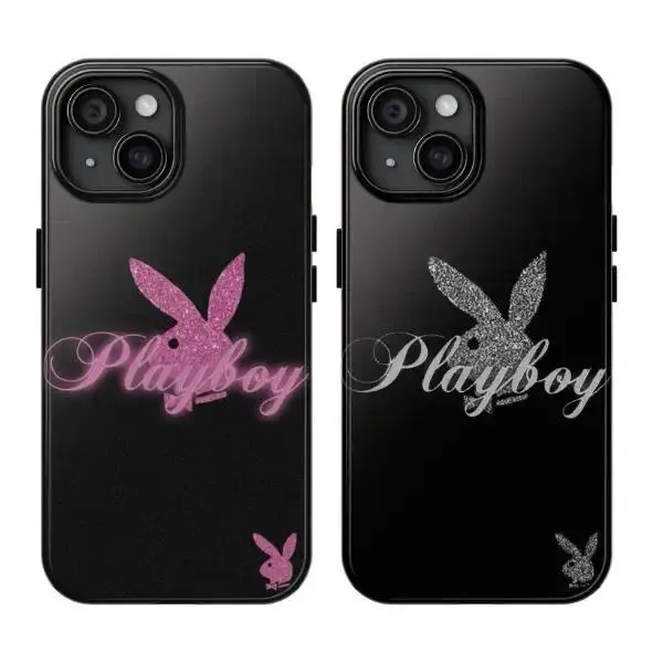 Couples' Edition Playboy Bunny Trendy Shockproof Smartphone Casing - Hard Shell Cellphone Case for iPhone 17,16,15,14,13,12 Pro Max,Pro Plus - Unique Design,Handheld Devices Protection,Best Gift Option