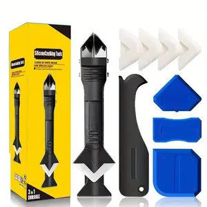 Silicone Caulking Tool Set, Caulking Scraper & Remover Kit with Replacement Pads, Durable Plastic Caulking Tool for Caulking, Cleaning & Caulking