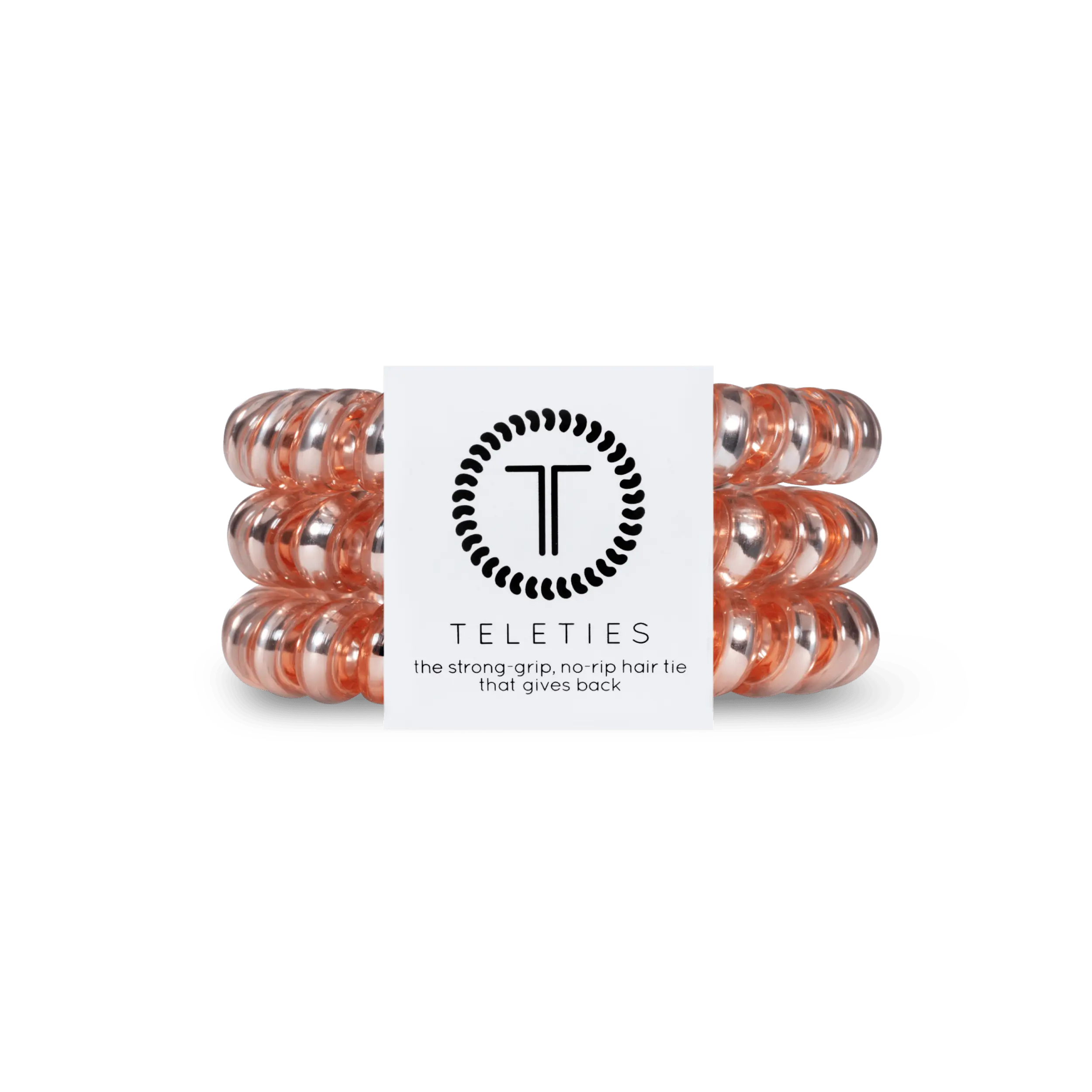 TELETIES - Millennial Pink - Hair Ties - Strong Grip - Pack of Three