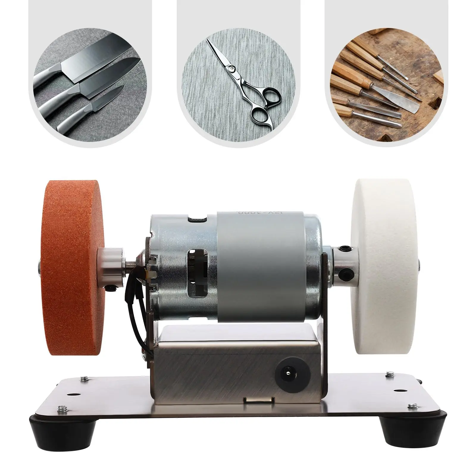 96W Small Electric Benchtop Sander, 7-Speed 3000-6000RPM Polishing Tool Kit with 2 Grinding Wheels for Metal Sharpening, DIY Repair, Mechanics