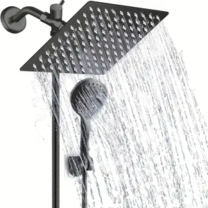 8-inch high-pressure shower with 11-inch adjustable extension arm and 5-position handheld showerhead combo, powerful low-pressure water showerhead, bathroom shower head set Modern
