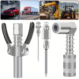 Grease Gun Fitting Kit Double Handles Coupler 90 Degree Adapter Universal Car Repair Tools Brake Caliper Wrench Car Diagnostic Toolkit Oil Fluid Extractor Heavy Duty Ratchets