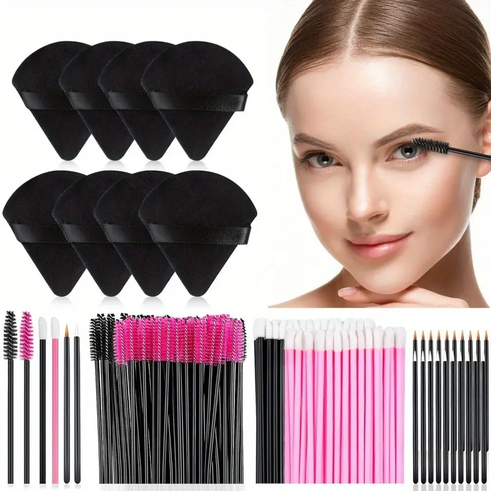 248-Piece Disposable Makeup Applicator Kit for Daily Use - Includes Soft Fiber Brushes, Wands, Foundation Puffs & a Handy Plastic Organizer Box