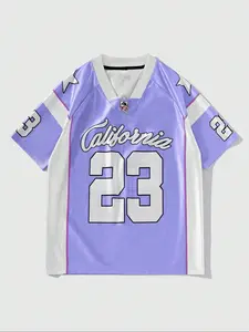 Men's Letter Print Californiam 23 Baseball Jersey, Loose Casual Short Sleeve T-shirt for Summer, Men's Top for Outdoor Sports, Athletic Tops, Sportswear Clothing