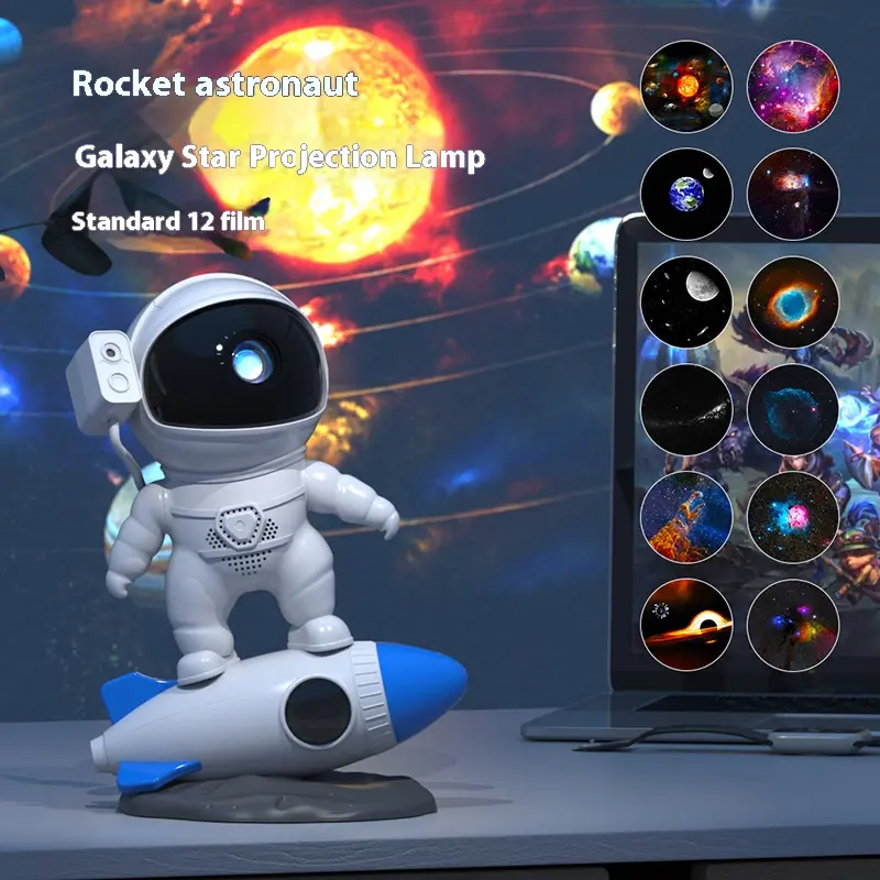 Rocket Astronaut Galaxy Starry Sky Projector Bedroom Ambient Light Cosmic Galaxy HD Focus Projector Light