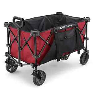 Gorilla Carts 7 Cubic Feet Foldable Utility Beach Wagon w/ Oversized Bed