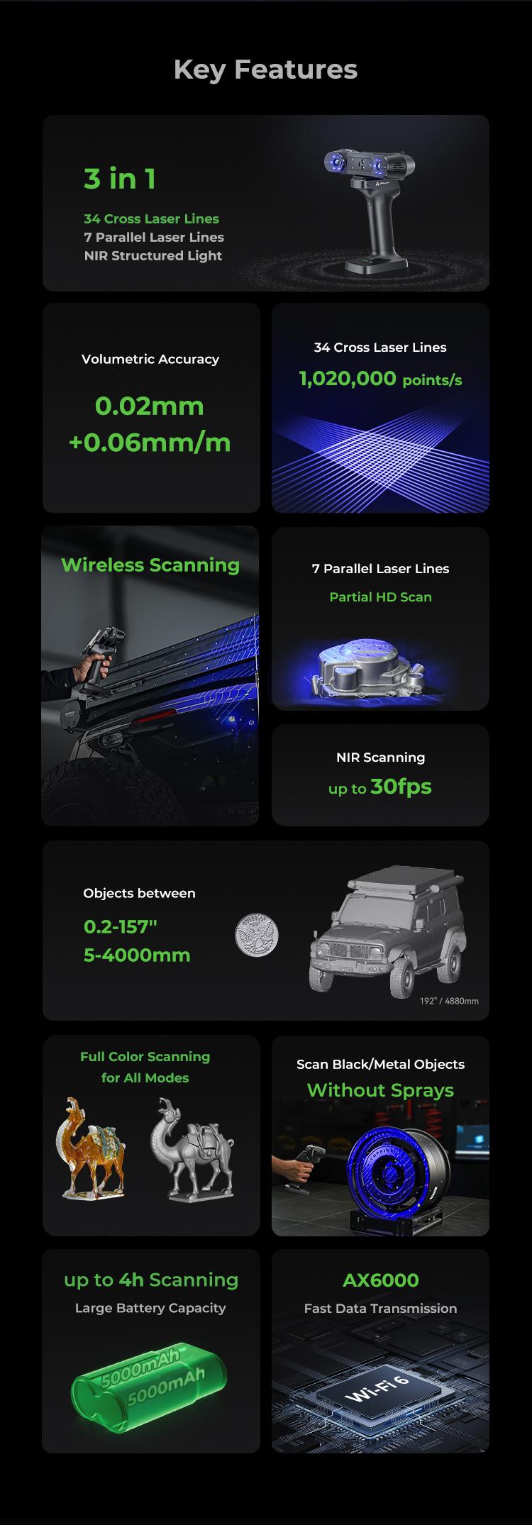 Creality RaptorX: Wireless Hybrid Blue Laser & NIR Scanner Creality RaptorX: Wireless Hybrid Blue Laser & NIR Scanner