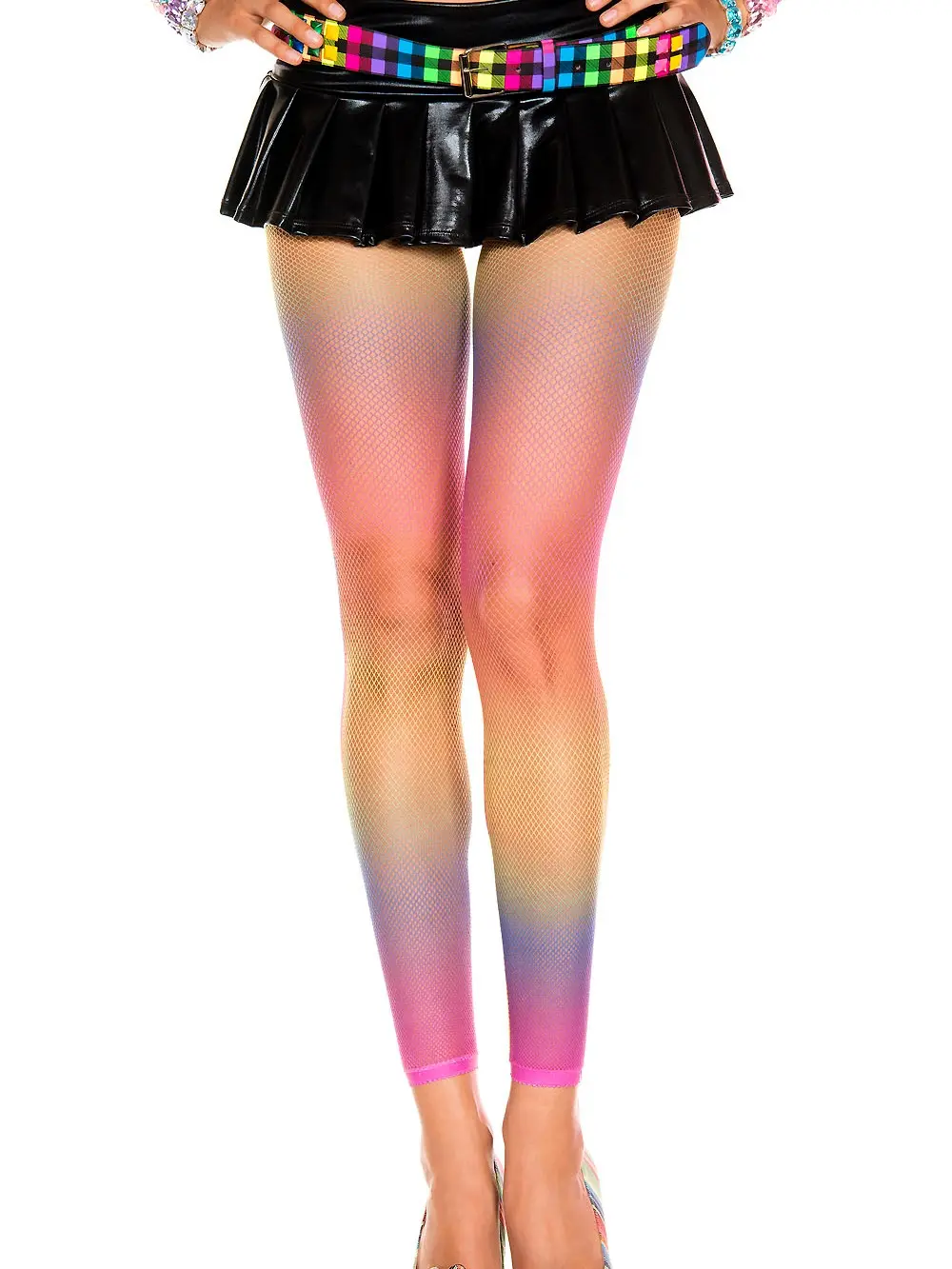 Music Legs Rainbow fishnet leggings One Size