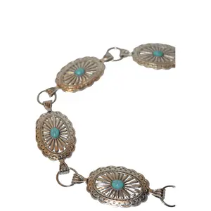 Turquoise Stone Conch Belt with Decorative Elements and Adjustable Loop
