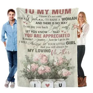 To My Mom Appreciation Flannel Blanket – Super Soft & Cozy with Heartfelt Floral Design, Perfect as a Loving Christmas Gift for Mothers, Ideal for Snuggling, Bedroom Decor or Adding Festive Grateful Warmth