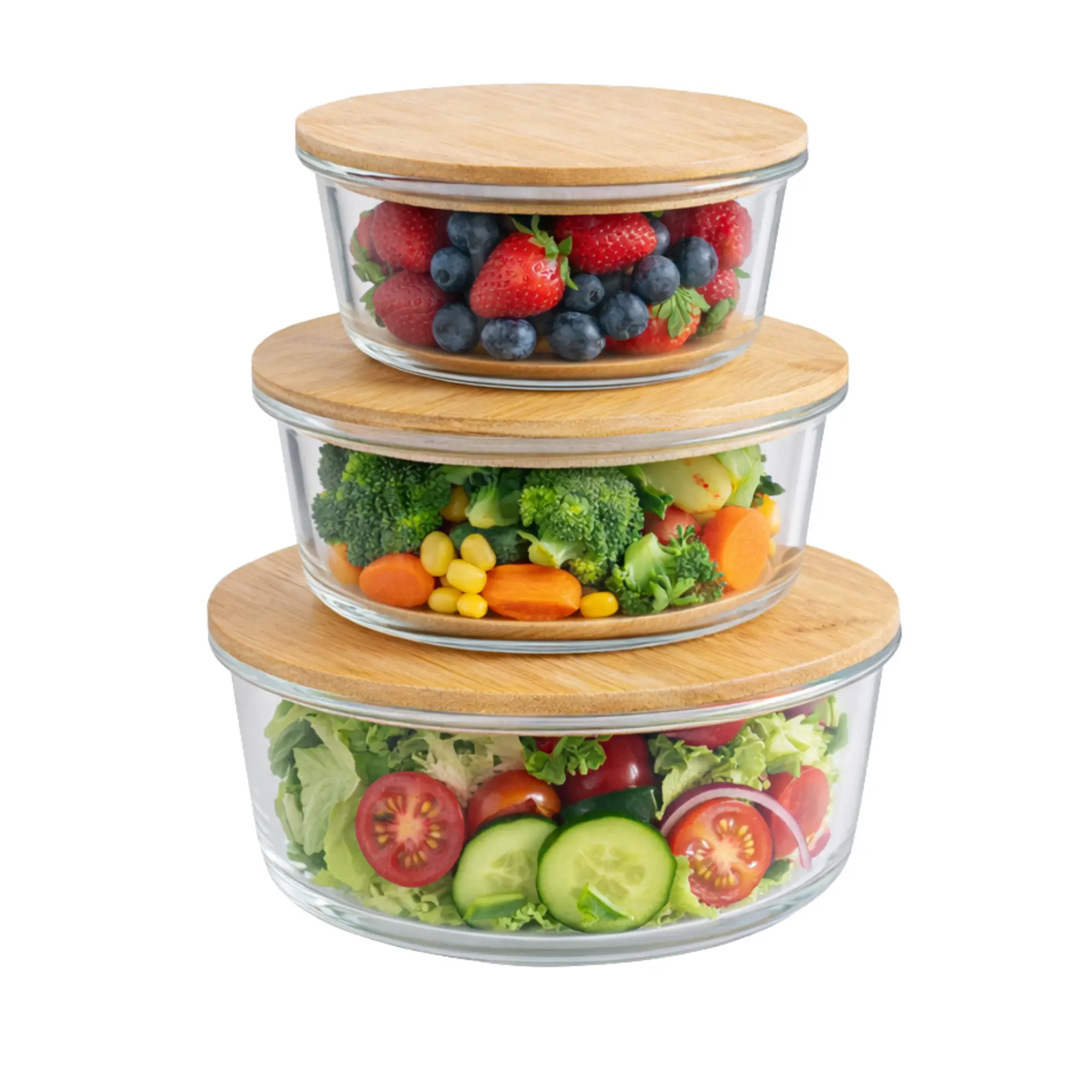 Glass Food Storage Containers with Bamboo Lids – 3 Pack Airtight Glass Meal Prep Containers, BPA Free Reusable Food Containers for Kitchen, Pantry & Meal Prep