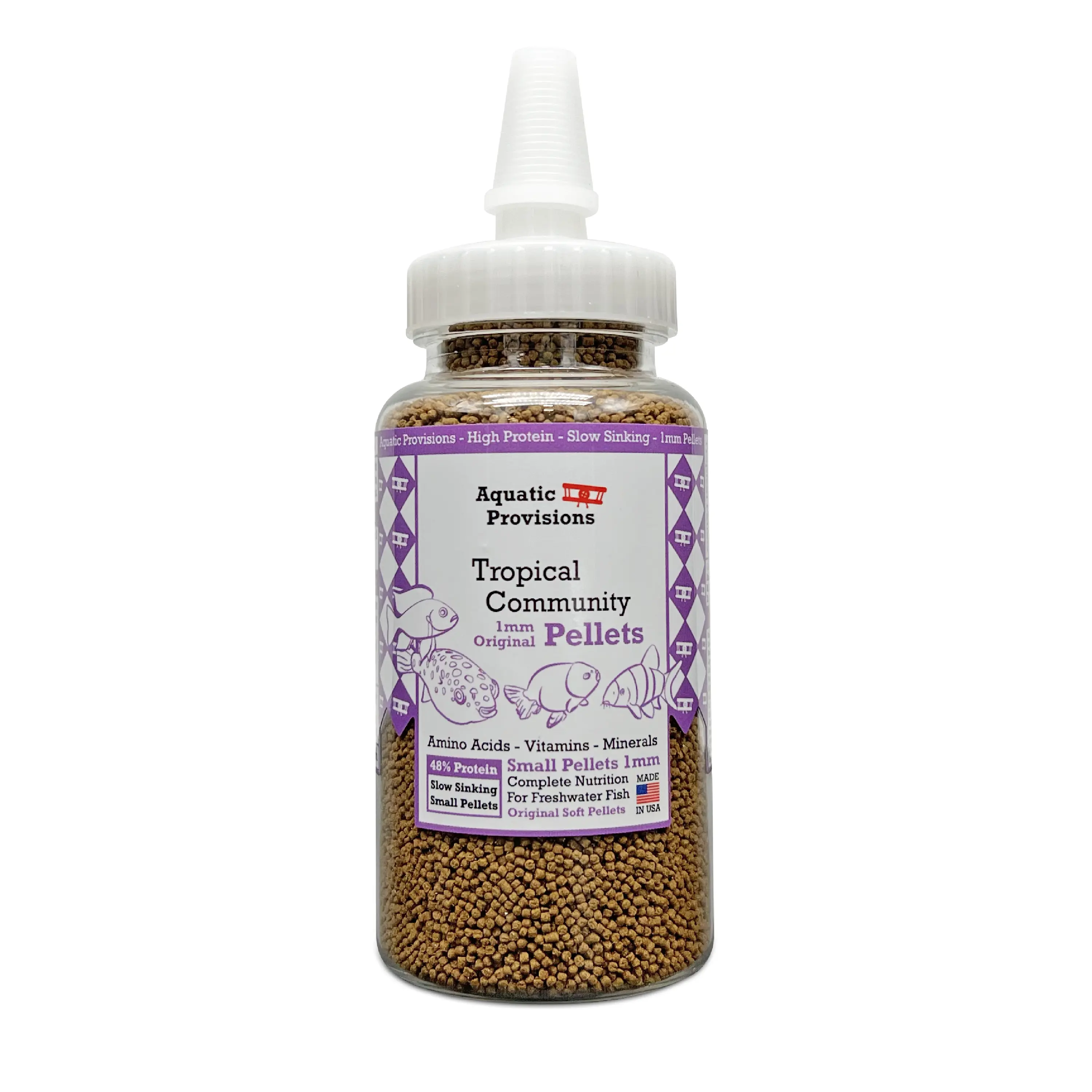 1 mm Tropical Community Pellets - Sinking Small Pellet Fish Food - For freshwater & saltwater aquariums - High protein balanced feed - Freshly made in USA