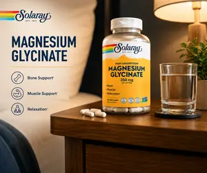Solaray Magnesium Glycinate 350mg 120ct & 240ct — Chelated Mag for Sleep + Bone